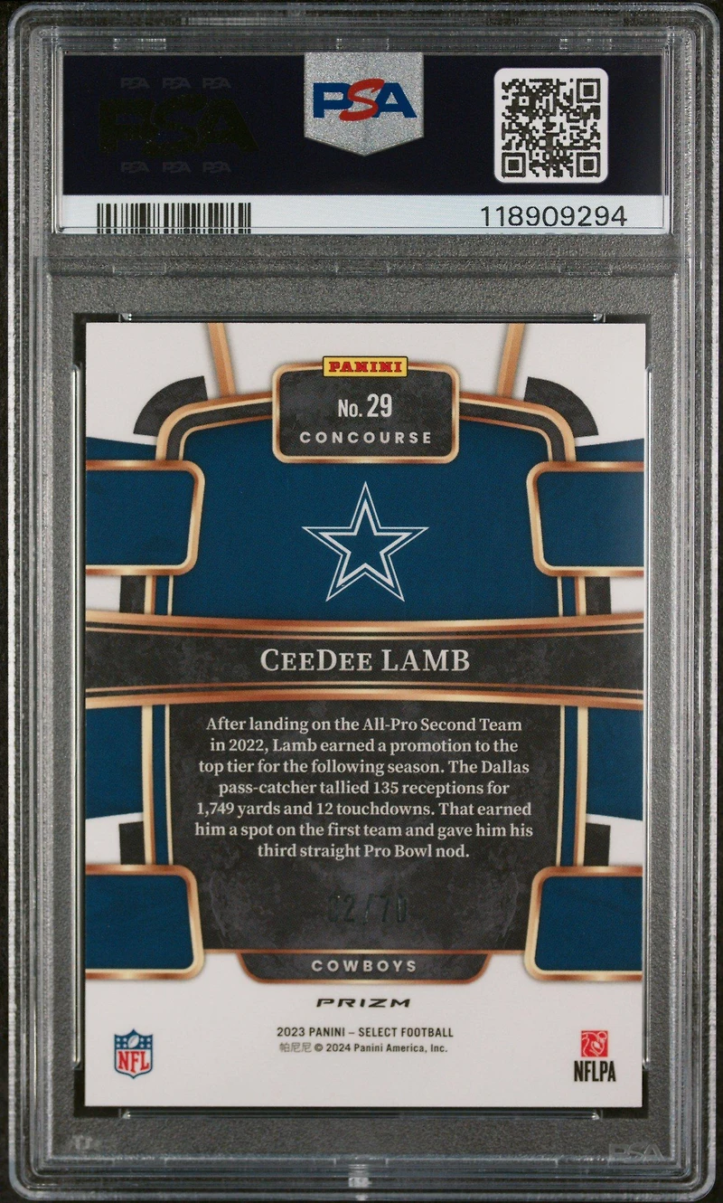 2023 Panini Select 29 Ceedee Lamb Dragon Scale Prizm PSA 10