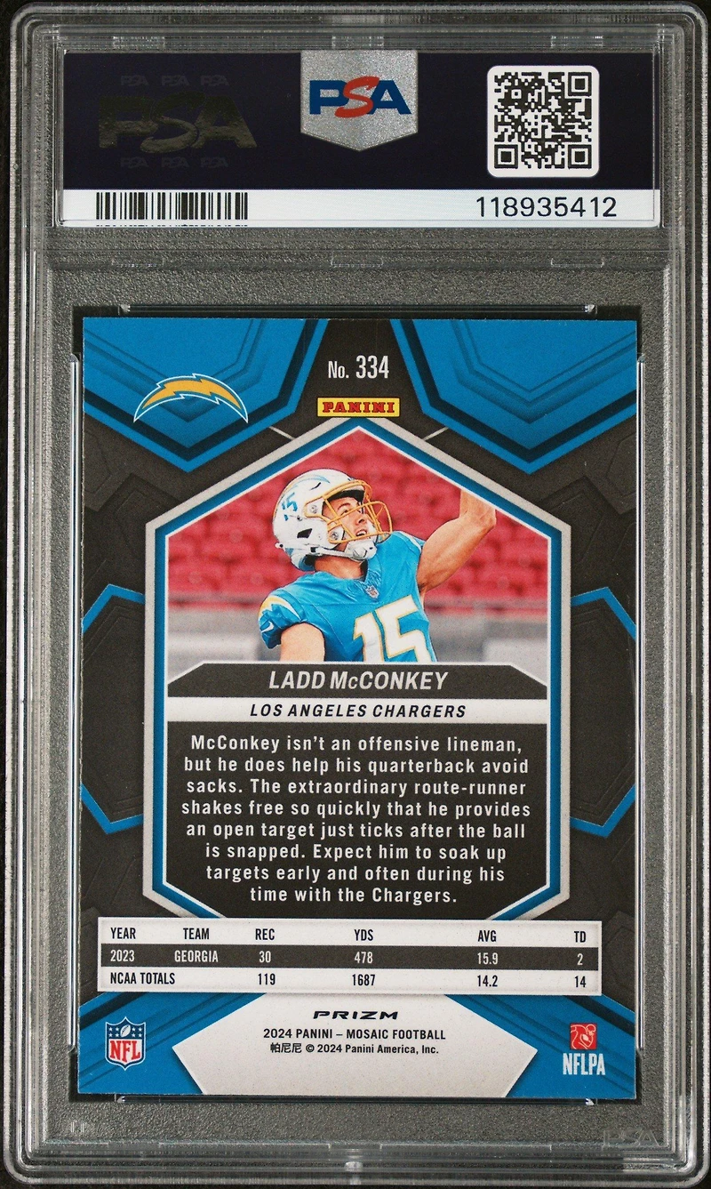 2024 Panini Mosaic 334 Ladd Mcconkey Honeycomb PSA 9