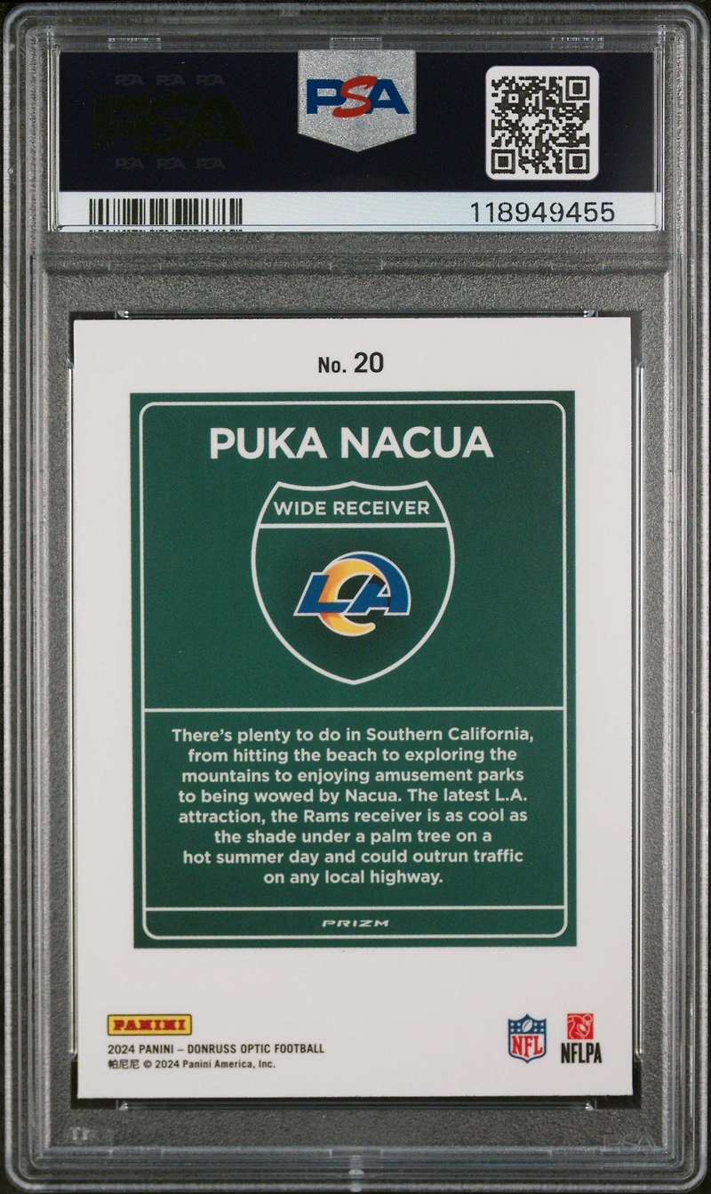 2024 Panini Donruss Optic Downtown! 20 Puka Nacua PSA