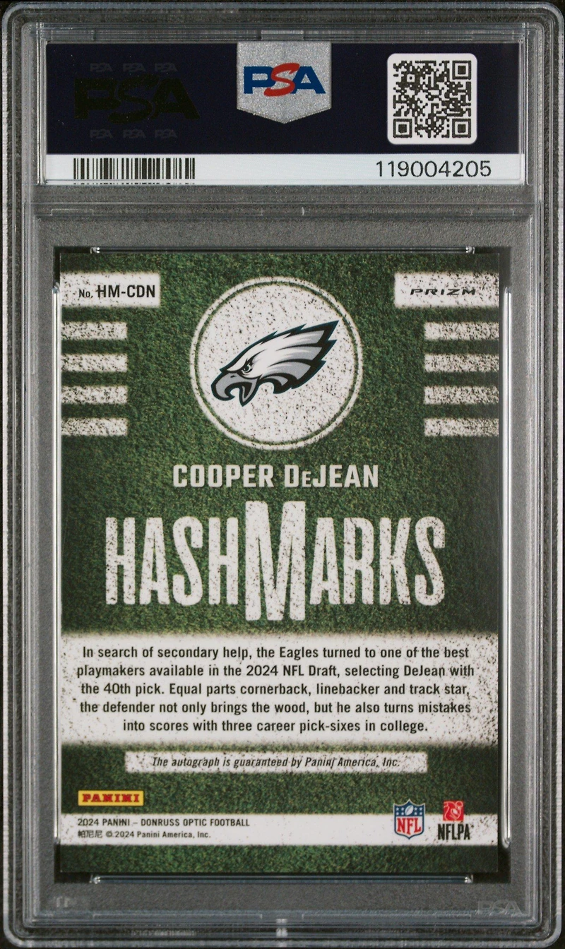 2024 Panini Donruss Optic Hash Marks Hmcdn Cooper Dejean PSA 9