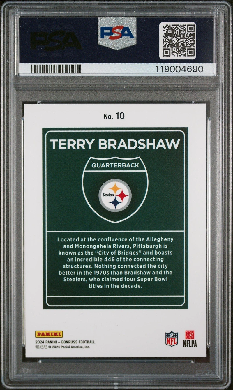 2024 Panini Donruss Downtown! 10 Terry Bradshaw PSA 8