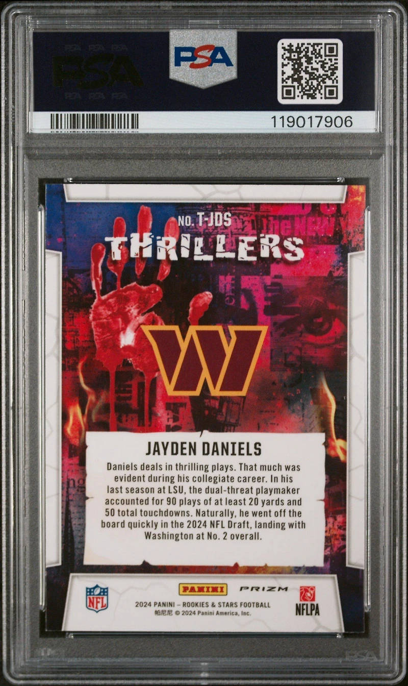 2024 Panini Rookies & Stars Thrillers Tjds Jayden Daniels Red Plaid PSA 9
