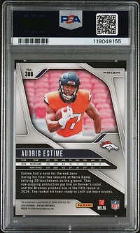 2024 Panini Prizm 306 Audric Estime Autograph-no Huddle PSA 9