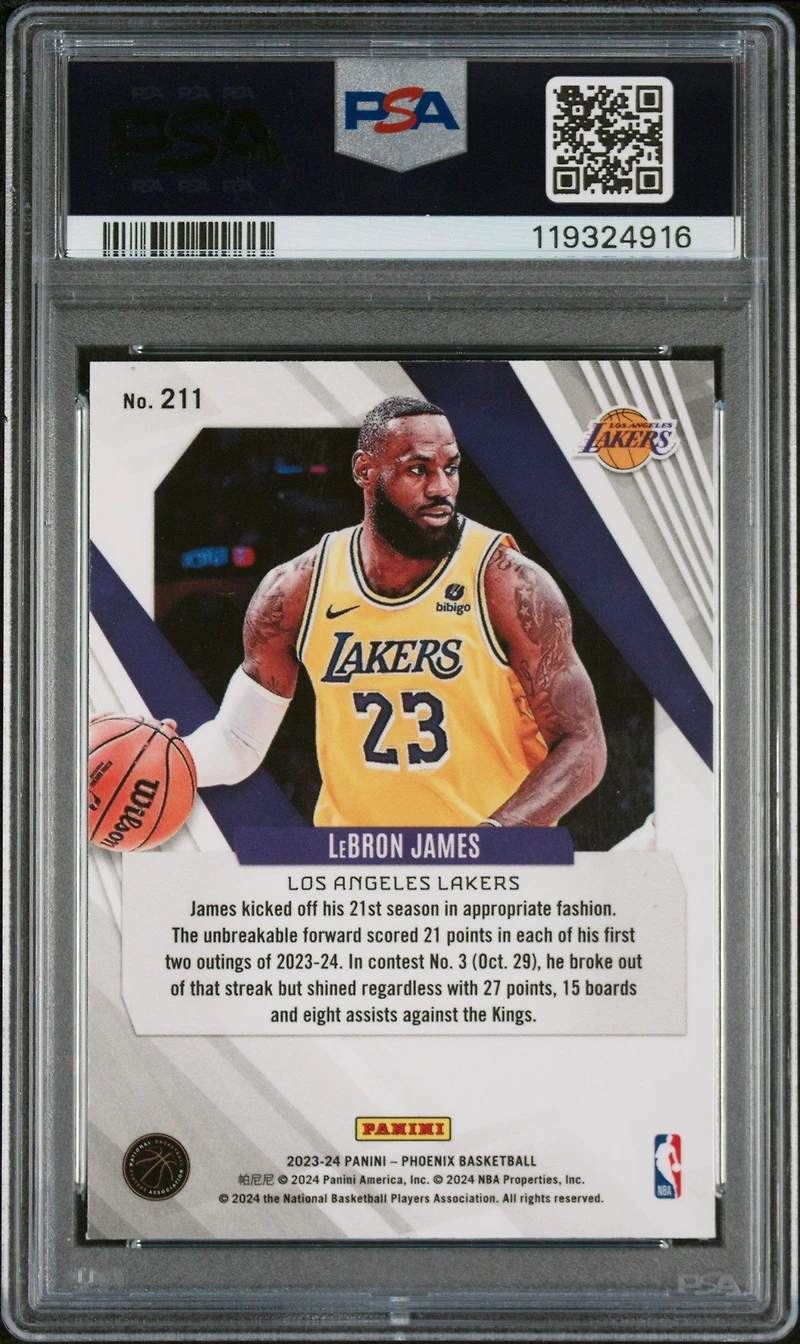 2023 Panini Phoenix 211 Lebron James Blue Ice PSA 10