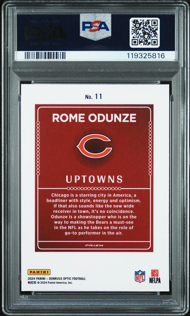 2024 Panini Donruss Optic Uptowns 11 Rome Odunze PSA 10