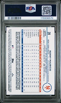 2024 Topps Chrome 28 Ronny Mauricio Big Apple Refractor PSA 9