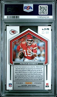 2023 Panini Mosaic Straight Fire Sfpm Patrick Mahomes Ii Blue PSA 10