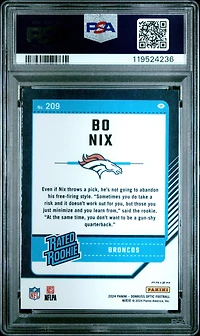 2024 Panini Donruss Optic 209 Bo Nix Fire PSA 10