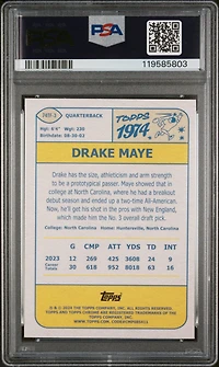 2024 Topps Chrome 1974 Topps Football 74tf3 Drake Maye PSA 10