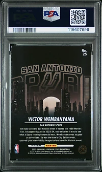 2023 Panini Hoops Premium Stock City Edition 25 Victor Wembanyama Silver Prizm PSA 10