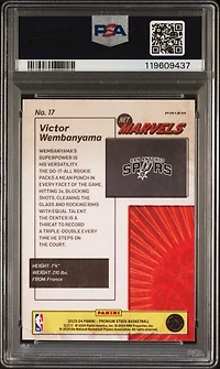 2023 Panini Hoops Premium Stock Retro Net Marvels 17 Victor Wembanyama PSA 9