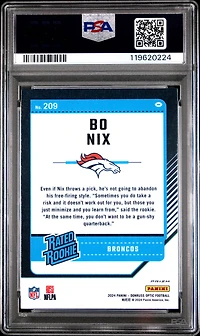 2024 Panini Donruss Optic 209 Bo Nix Purple Scope PSA 10