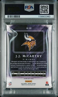 2024 Panini Origins 103 Jj Mccarthy Variation PSA 10