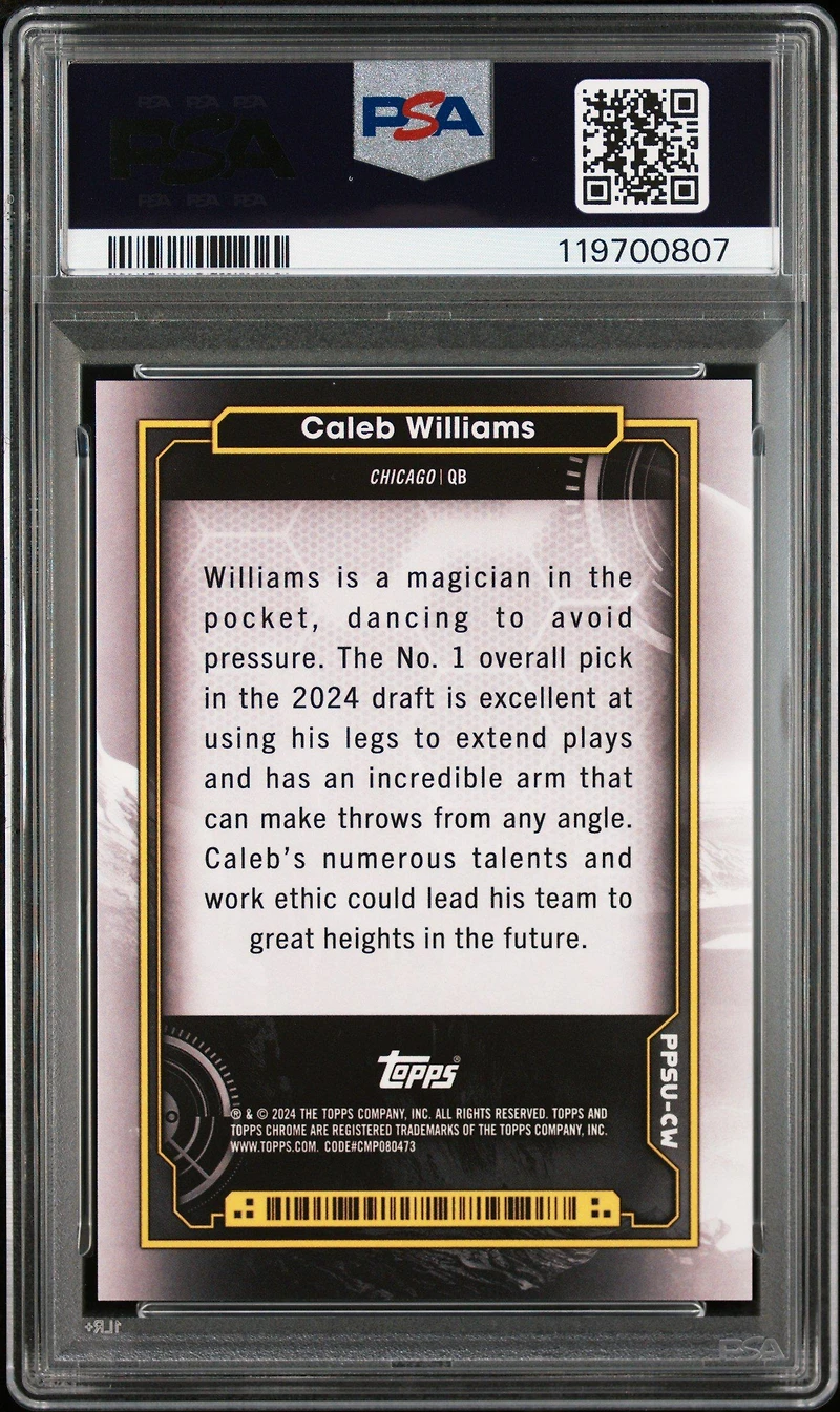 2024 Topps Cosmic Chrome Planetary Pursuit Cw Caleb Williams Sun PSA 10