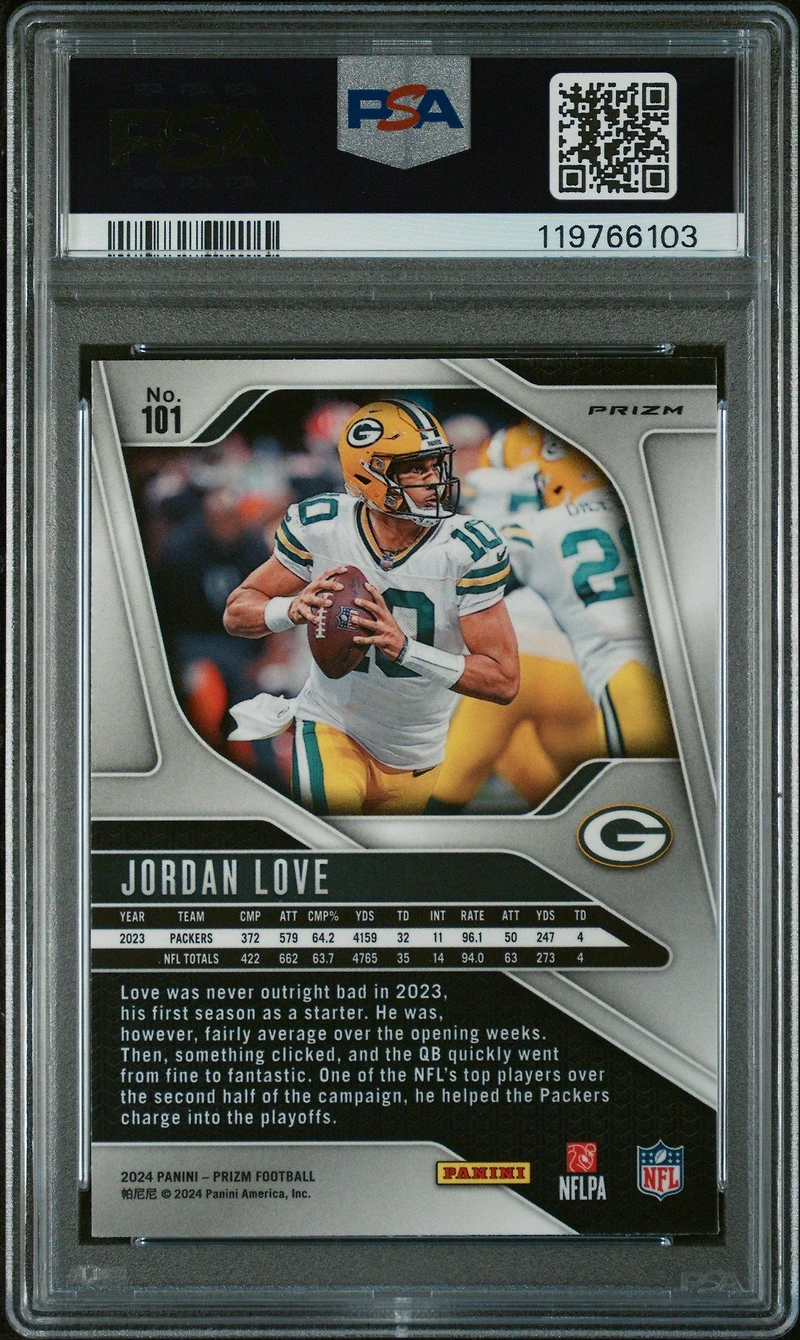 2024 Panini Prizm 101 Jordan Love Black & White Checker PSA 9