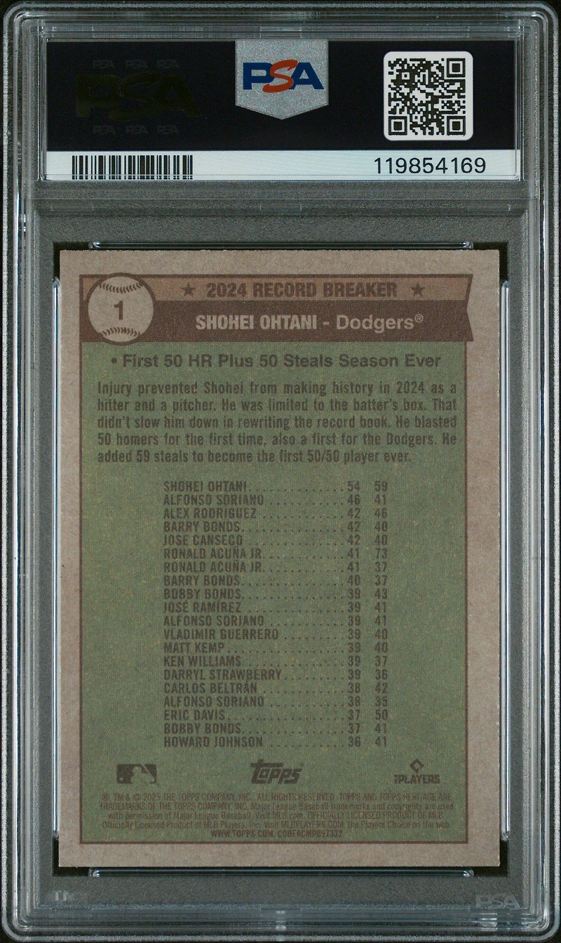 2025 Topps Heritage 1 Shohei Ohtani PSA 10