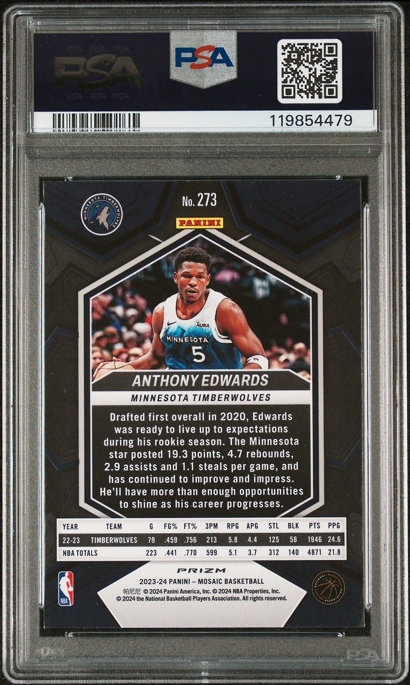 2023 Panini Mosaic 273 Anthony Edwards Genesis PSA 9