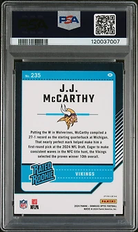 2024 Panini Donruss Optic 235 Jj Mccarthy Stars PSA 9