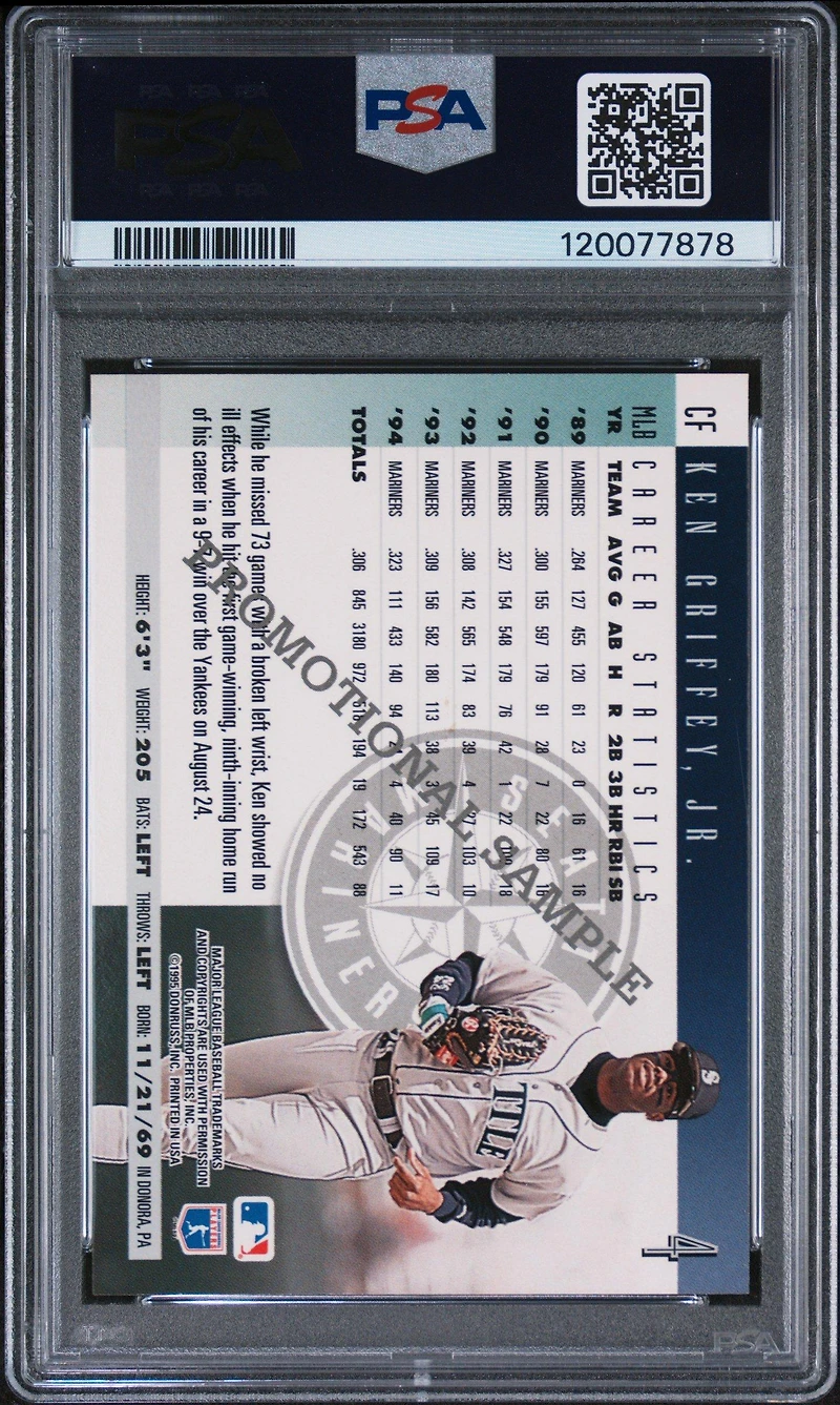1996 Donruss Samples 4 Ken Griffey Jr. PSA 9
