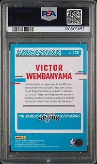 2023 Panini Donruss 220 Victor Wembanyama Holo Purple Laser PSA 8