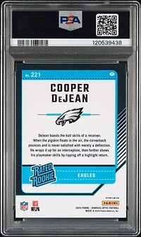 2024 Panini Donruss Optic 221 Cooper Dejean Green Velocity PSA 9