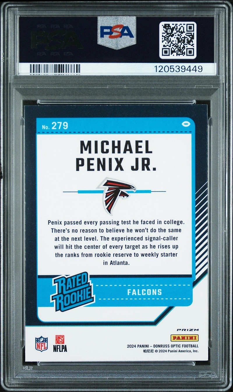 2024 Panini Donruss Optic 279 Michael Penix Jr. Hyper PSA 9