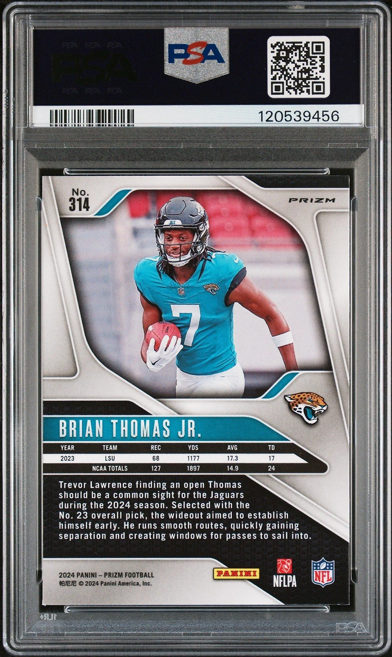 2024 Panini Prizm 314 Brian Thomas Jr. Lazer Prizm PSA 9