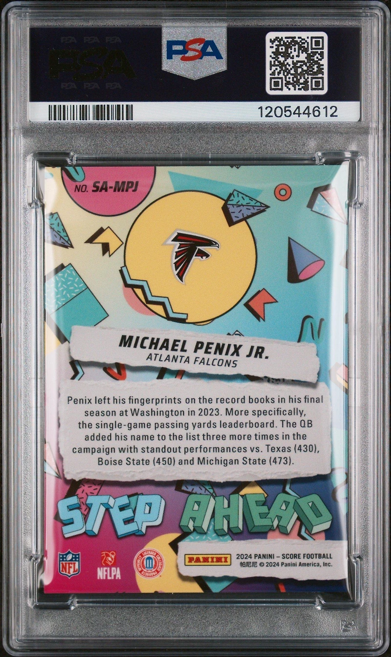 2024 Panini Score Step Ahead Sampj Michael Penix Jr. PSA 9