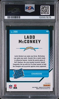 2024 Panini Donruss Optic 266 Ladd Mcconkey Blue Glitter PSA 10