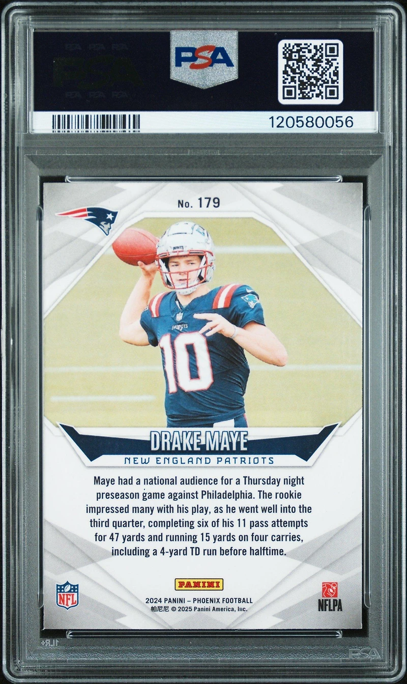 2024 Panini Phoenix 179 Drake Maye PSA 10