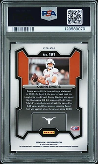 2024 Panini Prizm Draft Picks 191 Quinn Ewers Silver Prizm PSA 10