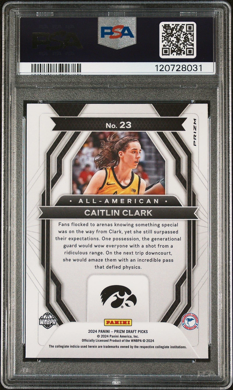 2024 Panini Prizm Draft Picks All-american 23 Caitlin Clark Orange Ice PSA 9