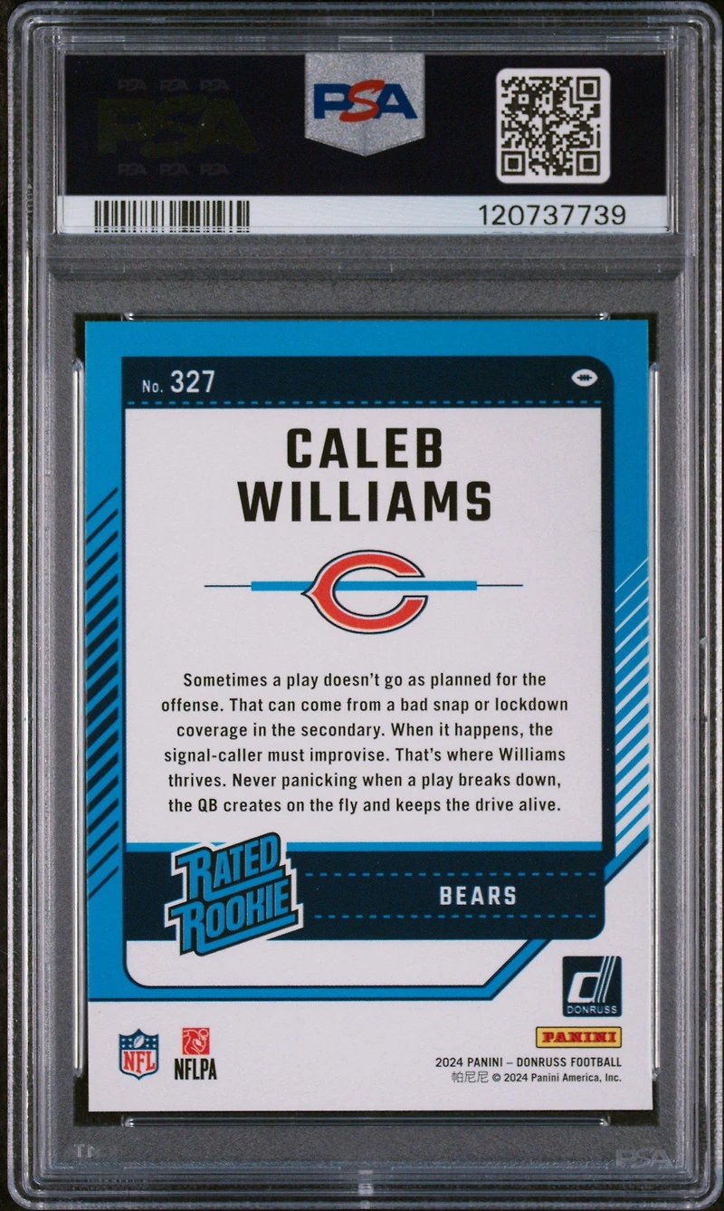 2024 Panini Donruss 327 Caleb Williams Press Proof Yellow PSA 9