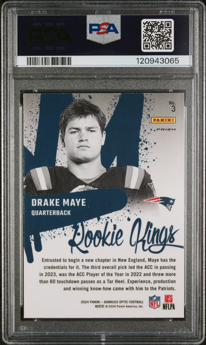 2024 Panini Donruss Optic Rookie Kings 3 Drake Maye PSA 10
