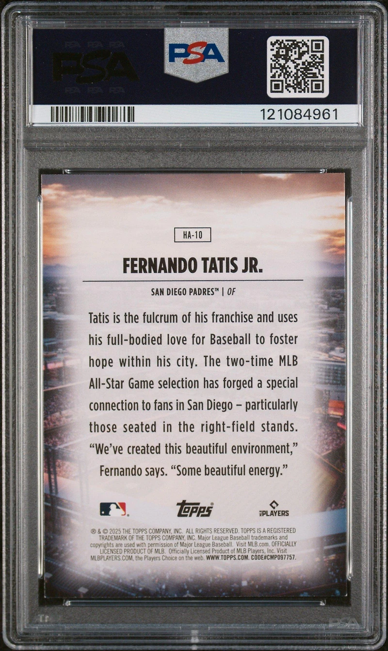 2025 Topps Home Field Advantage Ha10 Fernando Tatis Jr. PSA 9