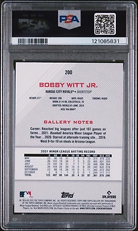 2022 Topps Gallery 200 Bobby Witt Jr. Printer Proof PSA 10