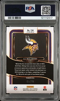 2024 Panini Select 134 Jj Mccarthy Light Blue Prizm PSA 10