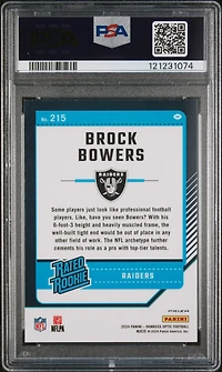 2024 Panini Donruss Optic 215 Brock Bowers Green Velocity PSA 10