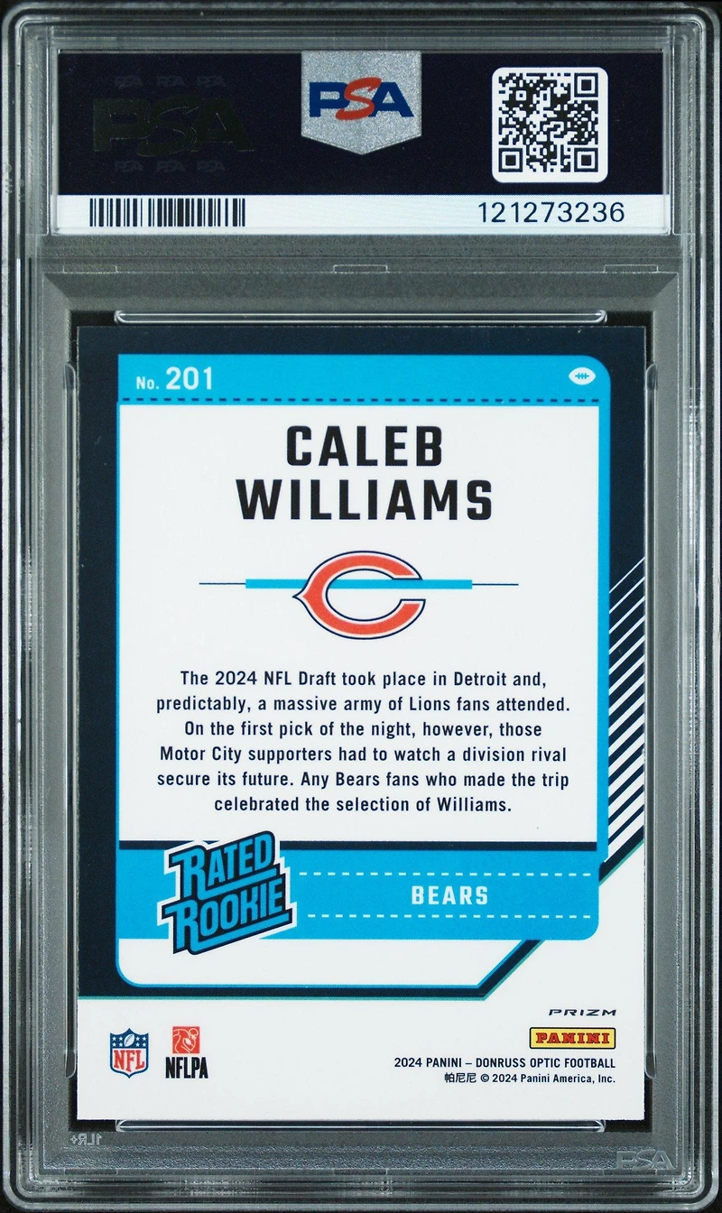 2024 Panini Donruss Optic 201 Caleb Williams Pink PSA 9