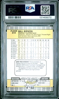 1989 Fleer 616 Bill Ripken Ff Error PSA 9