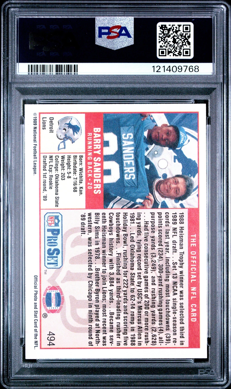 1989 Pro Set 494 Barry Sanders PSA 9