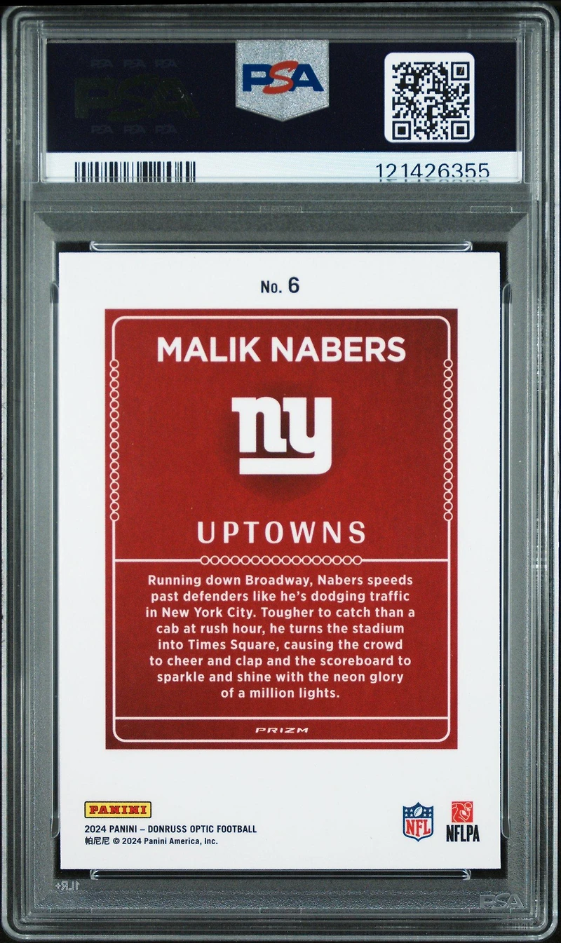 2024 Panini Donruss Optic Uptowns 6 Malik Nabers PSA 9