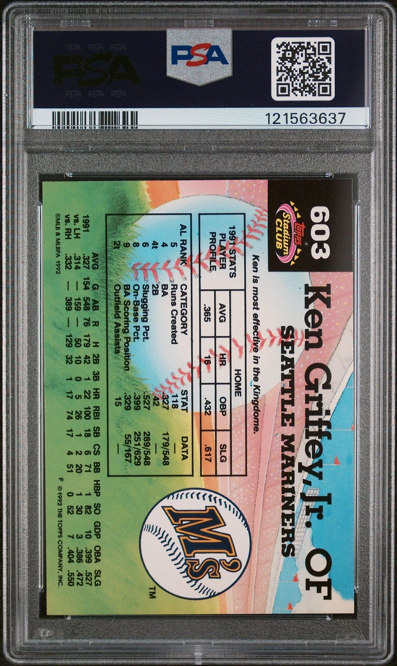 1992 Stadium Club 603 Ken Griffey Jr. PSA