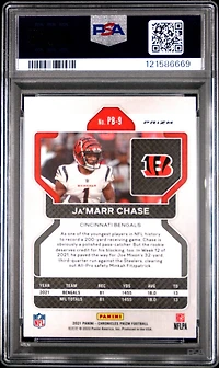 2021 Panini Chronicles Prizm Black Pb-9 Ja’marr Chase Silver PSA 9