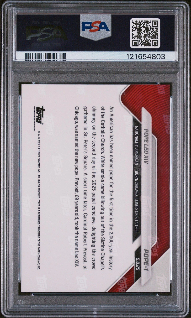2025 Topps Now Pope1 Pope Leo Xiv PSA 10