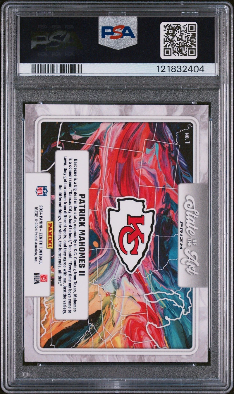 2024 Panini Zenith State Of The Art 1 Patrick Mahomes Ii Orange PSA 9