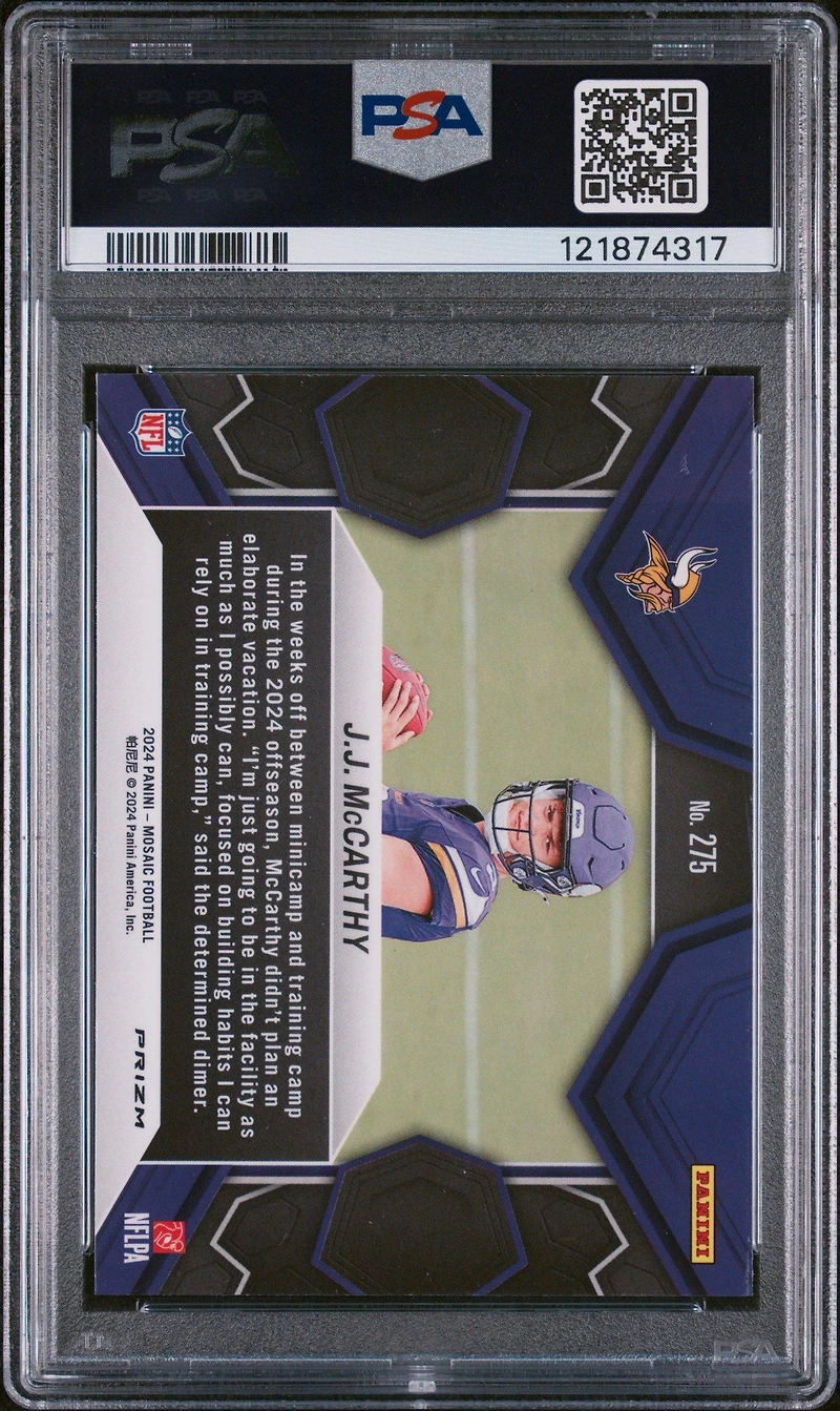 2024 Panini Mosaic 275 Jj Mccarthy Camo Pink PSA 10