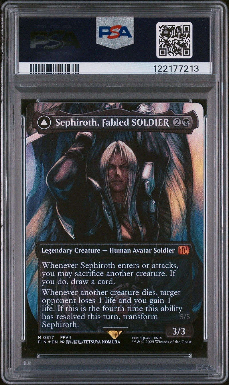 2025 Magic The Gathering Final Fantasy 0317 Sephiroth, Fabled Soldier/sephiroth, One-winged Angel Artist Borderless-foil PSA 10
