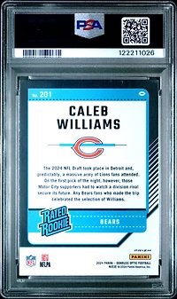 2024 Panini Donruss Optic 201 Caleb Williams Purple Shock PSA 9
