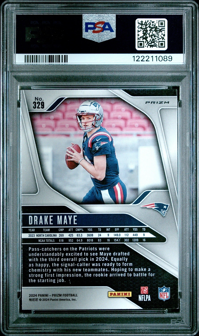 2024 Panini Prizm 329 Drake Maye Silver Prizm PSA 9